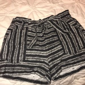 Black and white tie shorts